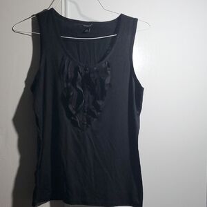 Black Sleeveless Ruffle Top for Women ANN. TAYLOR MADE IN VIETNAM.